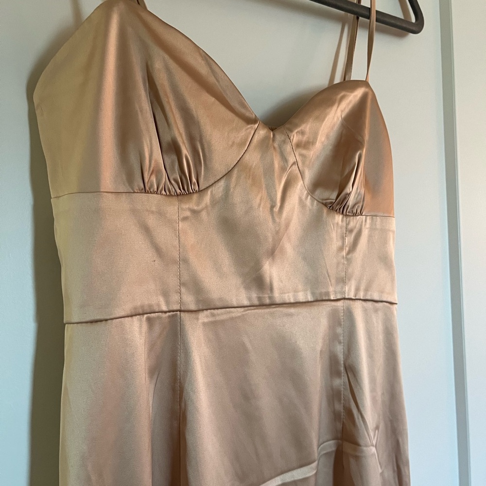 Beginning Boutique Golden Satin Dress